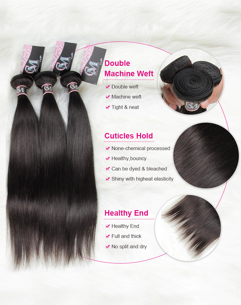 Natural Color Straight Virgin Hair Bundles 1/3/4Pcs