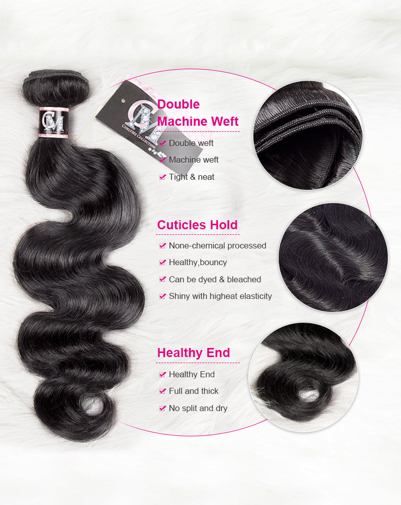Natural Black Body Wave Bundles 1/3/4Pcs Hair Extensions