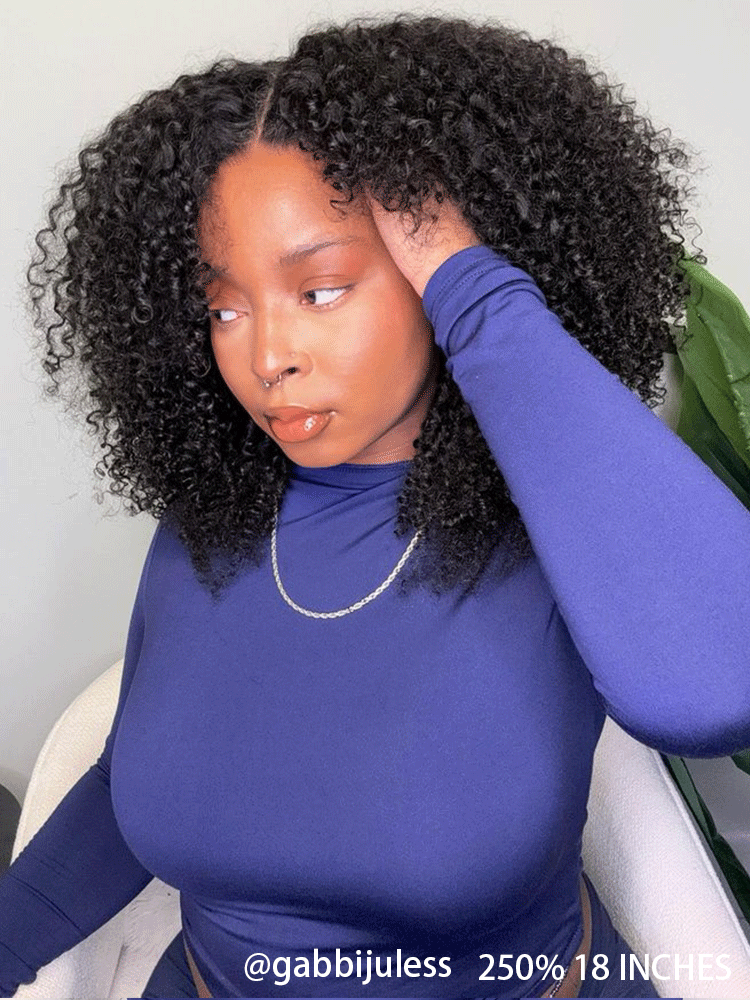 [Clearance Sale] Pre-style Finger Coily 250% Thick Curls Wear Go Glueless Wig 6x4 Pre-cut HD Lace Wig Pre-plucked