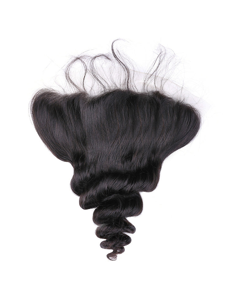 CurlyMe Loose Wave Virgin Human Hair 13x4 Lace Frontal Natural Black