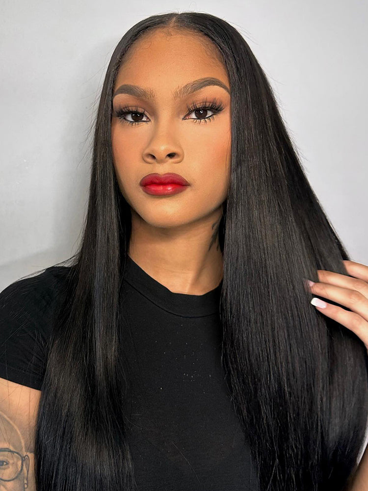 CurlyMe Straight Hair 180% Density U part Wig Affordable Machine Made Human Hair Wigs