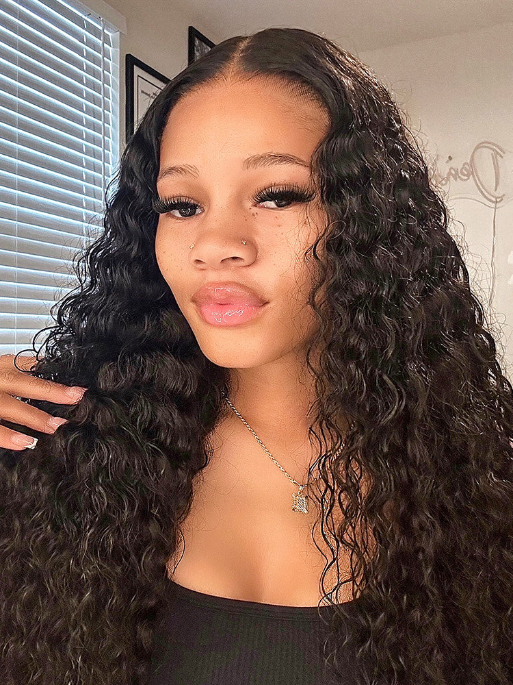 CurlyMe Pre-bleached Deep Wave Wear Go Glueless Wig Pre-cut 6x4 HD Lace Wig Pre-plucked