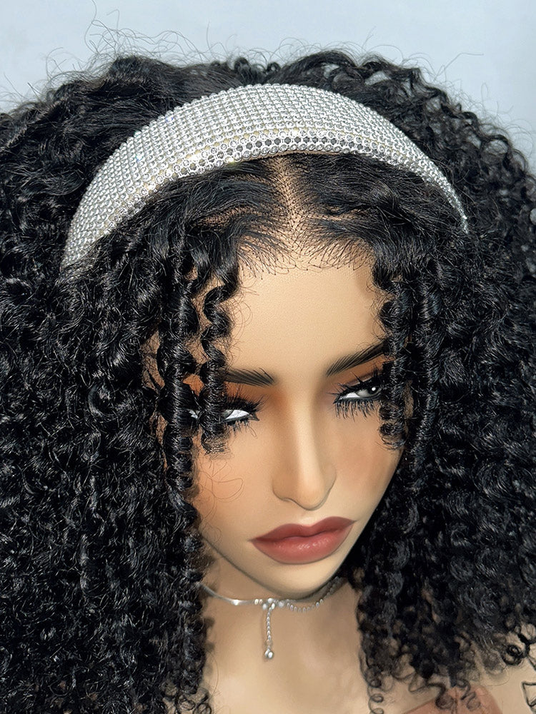 CurlyMe Pre-style Finger Coily 250% Thick Curls Wear Go Glueless Wig 6x4 Pre-cut HD Lace Wig Pre-plucked