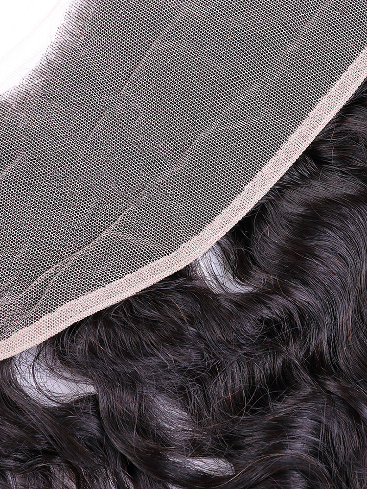 CurlyMe Natural Wave Virgin Human Hair 13x4 Lace Frontal Natural Black