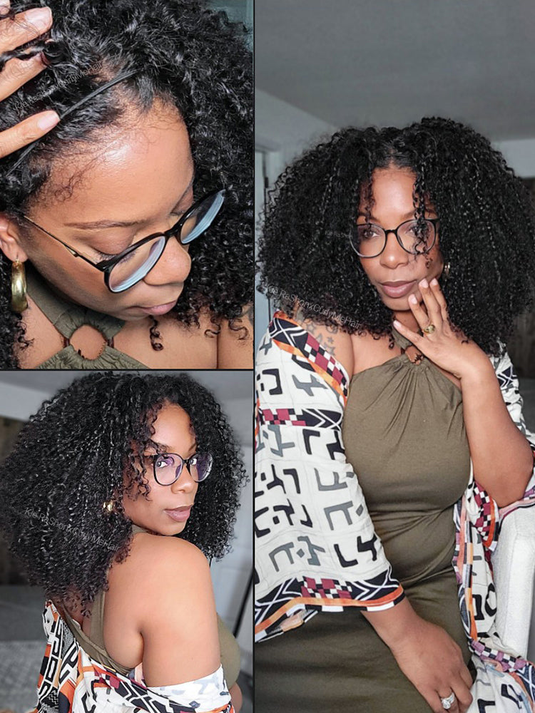 CurlyMe Pre-style Finger Coily 250% Thick Curls Wear Go Glueless Wig 6x4 Pre-cut HD Lace Wig Pre-plucked