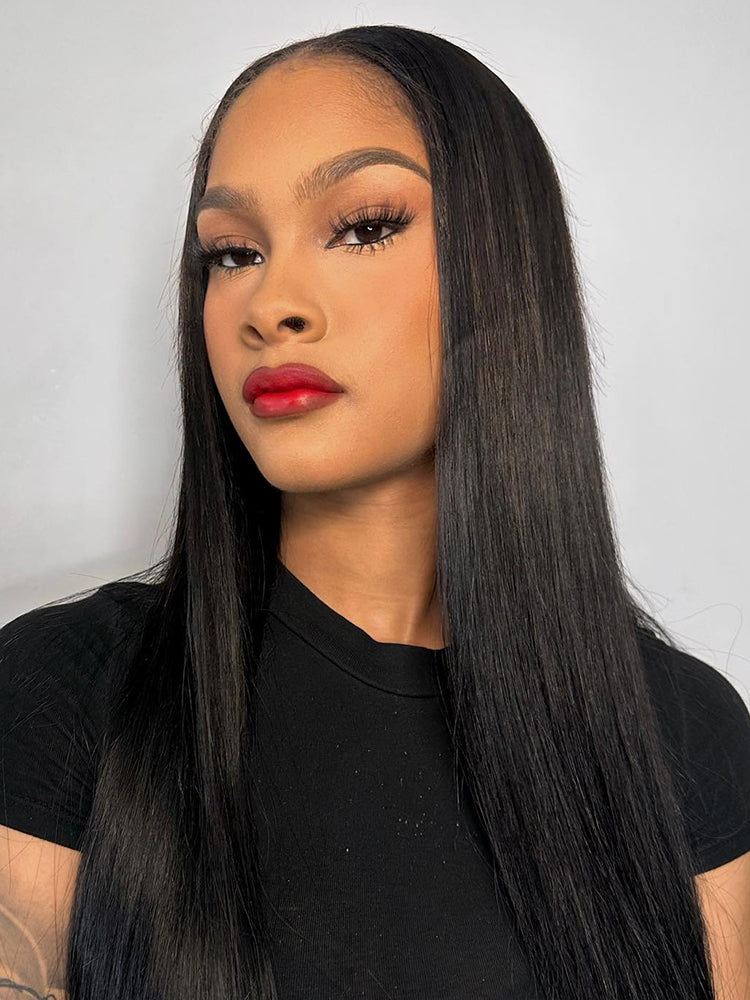 CurlyMe Straight Hair 180% Density U part Wig Affordable Machine Made Human Hair Wigs