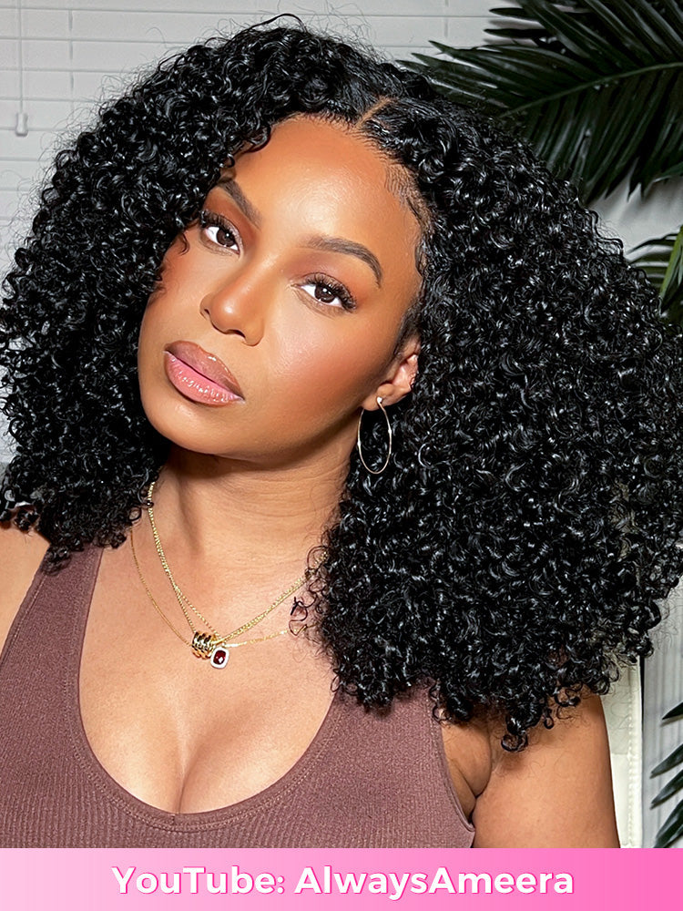 CurlyMe Pre-style Finger Coily 250% Thick Curls Wear Go Glueless Wig 6x4 Pre-cut HD Lace Wig Pre-plucked