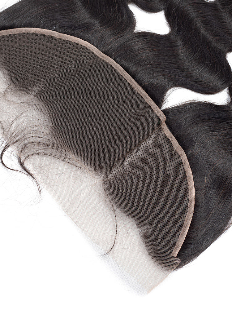 CurlyMe Body Wave Human Hair 13x4 Lace Frontal Natural Black