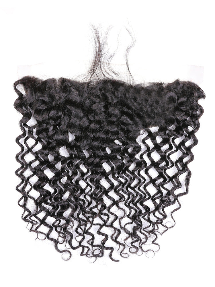 CurlyMe Water Wave Virgin Human Hair 13x4 Lace Frontal Natural Black
