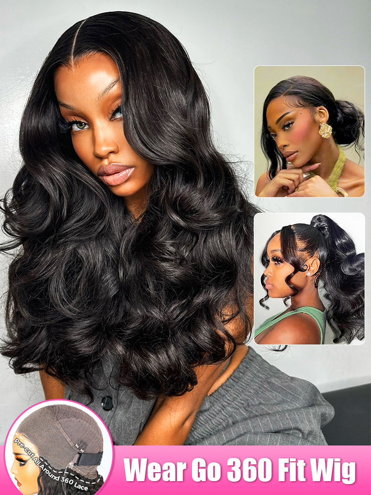 CurlyMe 360 Lace Wear&Go Pre-Bleached Human Hair Pre-cut Lace Glueless Wigs Pre-Plucked