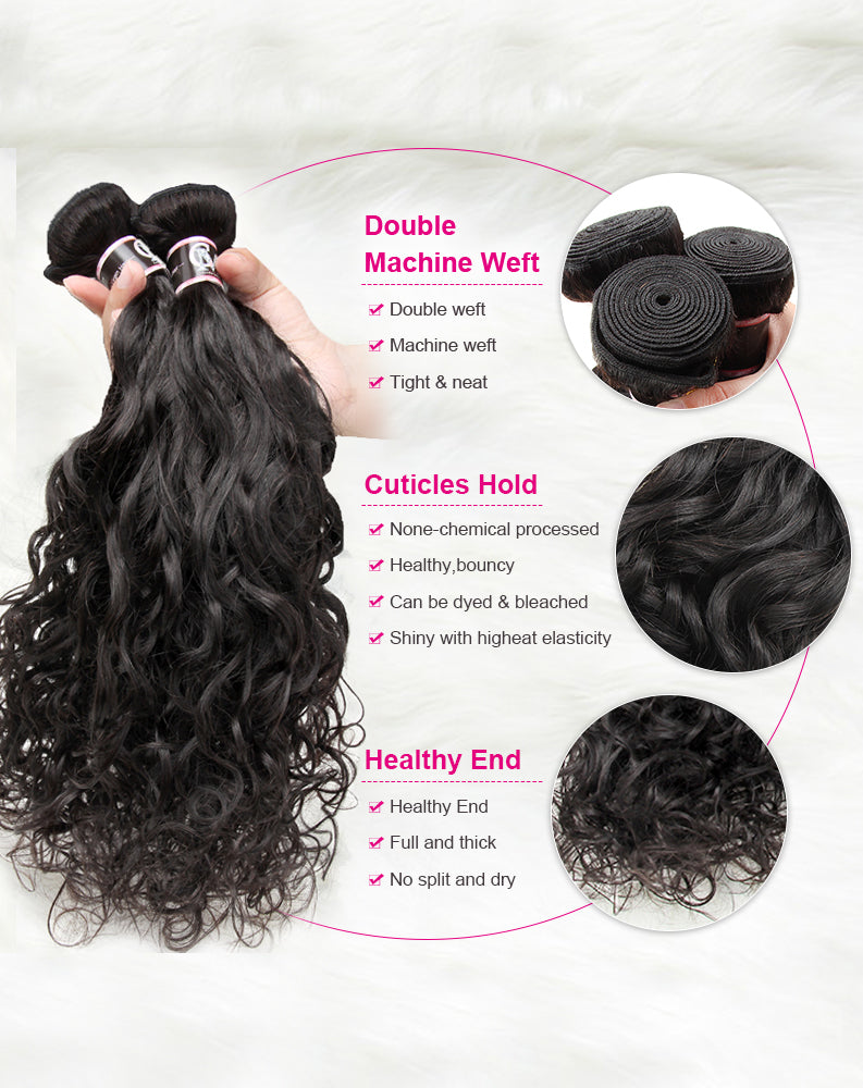 Natural Wave Virgin Hair Bundles 1/3/4Pcs Black Hair Extensions