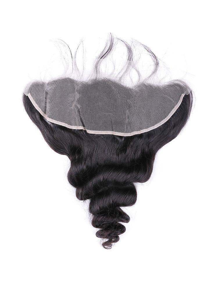 CurlyMe Loose Wave Virgin Human Hair 13x4 Lace Frontal Natural Black