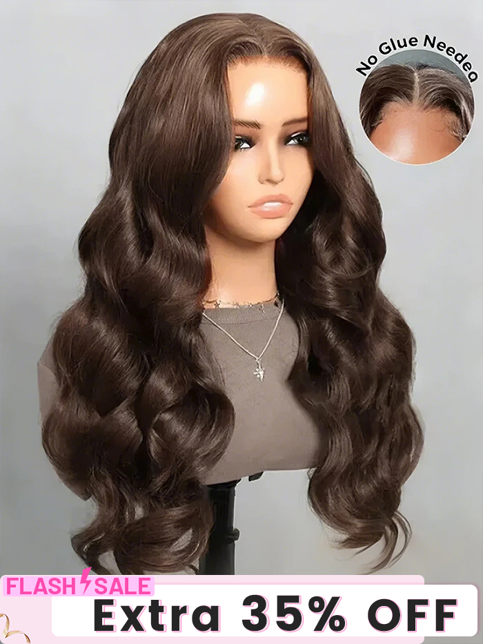 CurlyMe Mocha Mousse Pre Cut Glueless Lace Body Wave Wear Go Wig