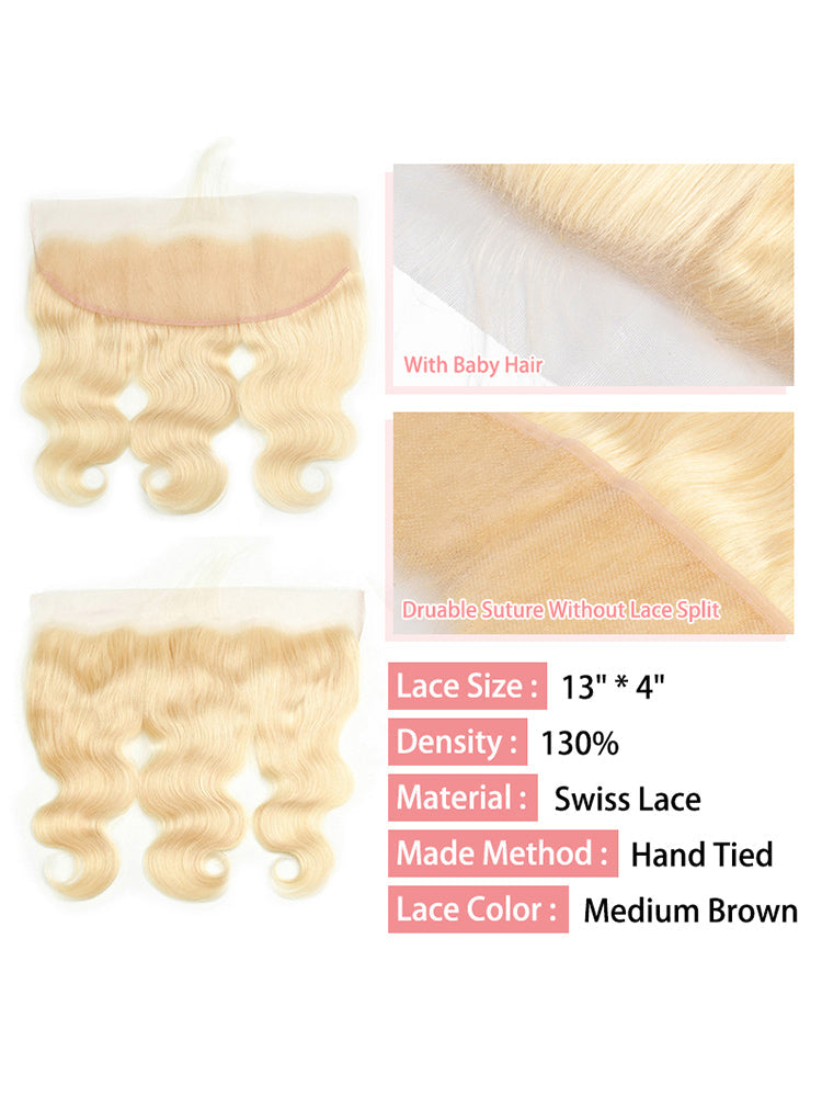 CurlyMe Body Wave 613 Blonde Virgin Human Hair 13x4 Lace Frontal
