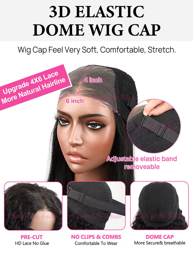 CurlyMe Wear Go Body Wave Human Hair Pre-cut HD Lace Glueless Wig Pre-plucked