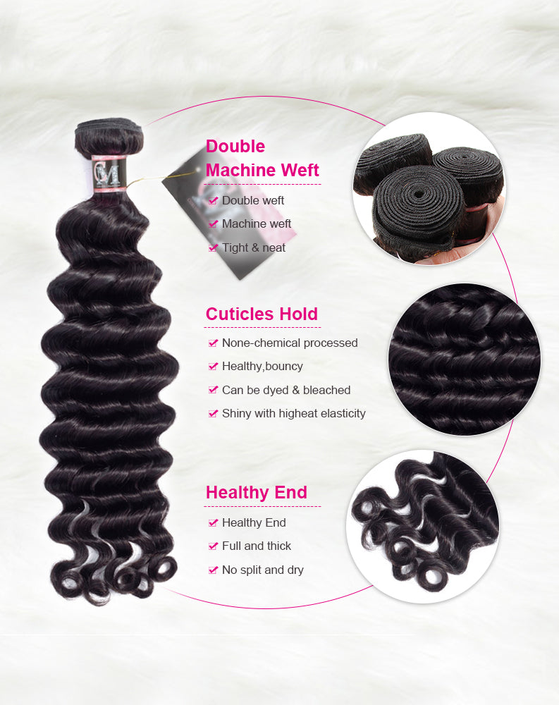Loose Deep Wave Bundles 1/3/4Pcs Natural Color Hair Extensions