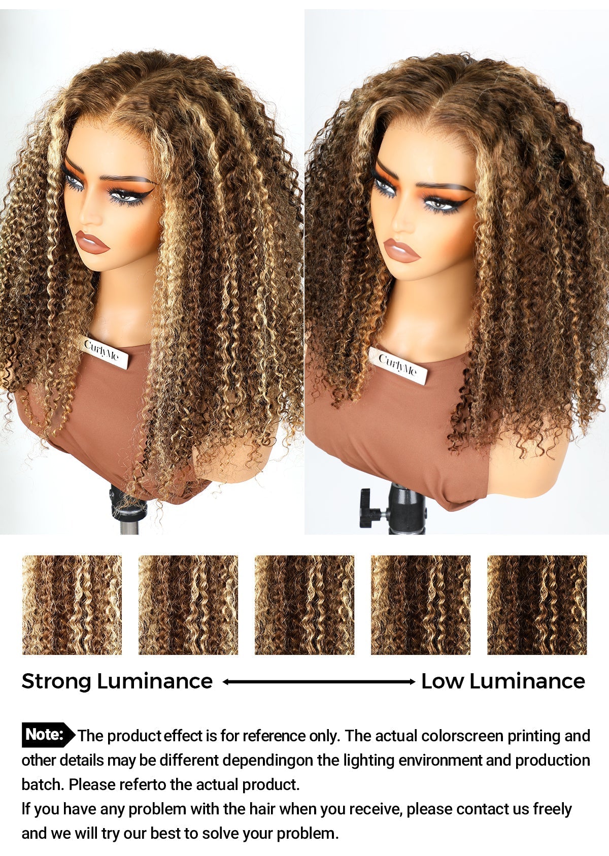 CurlyMe Wear Go Glueless Highlights Ombre Hair 7x5 Pre-cut Swiss Lace Kinky Curly Wig