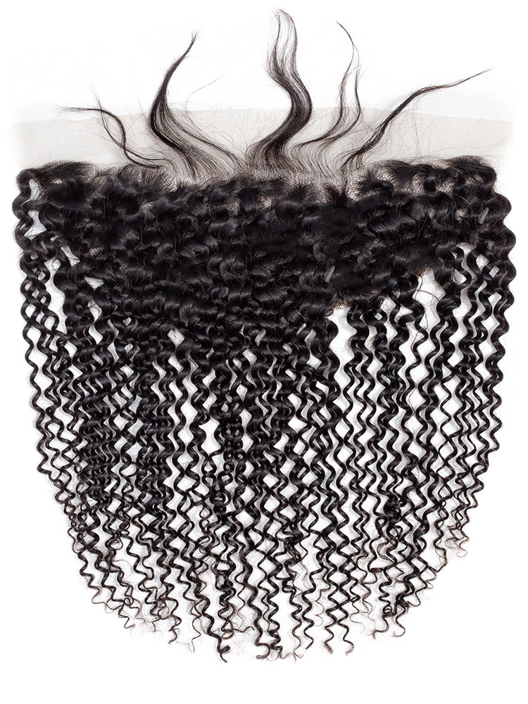 CurlyMe Kinky Curly Virgin Human Hair 13x4 Lace Frontal Natural Black