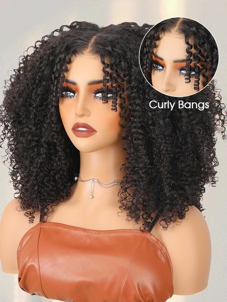 CurlyMe Pre-style Finger Coily 250% Thick Curls Wear Go Glueless Wig 6x4 Pre-cut HD Lace Wig Pre-plucked