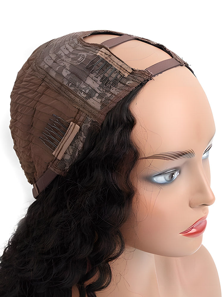 CurlyMe Deep Wave 180% Density U part Wig Human Hair Glueless No Lace Wig