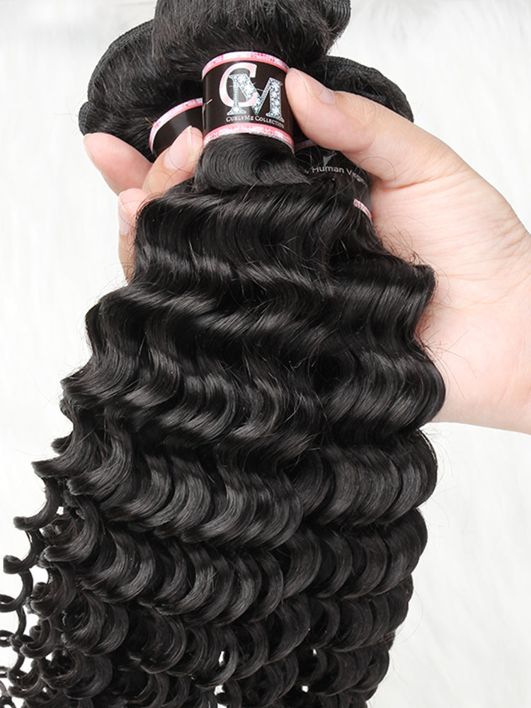 Deep Wave Hair Bundles Deal 1/3/4Pcs Natural Black Hair