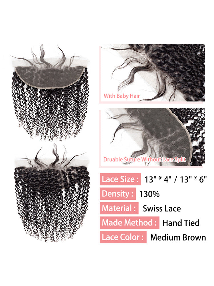 CurlyMe Kinky Curly Virgin Human Hair 13x4 Lace Frontal Natural Black