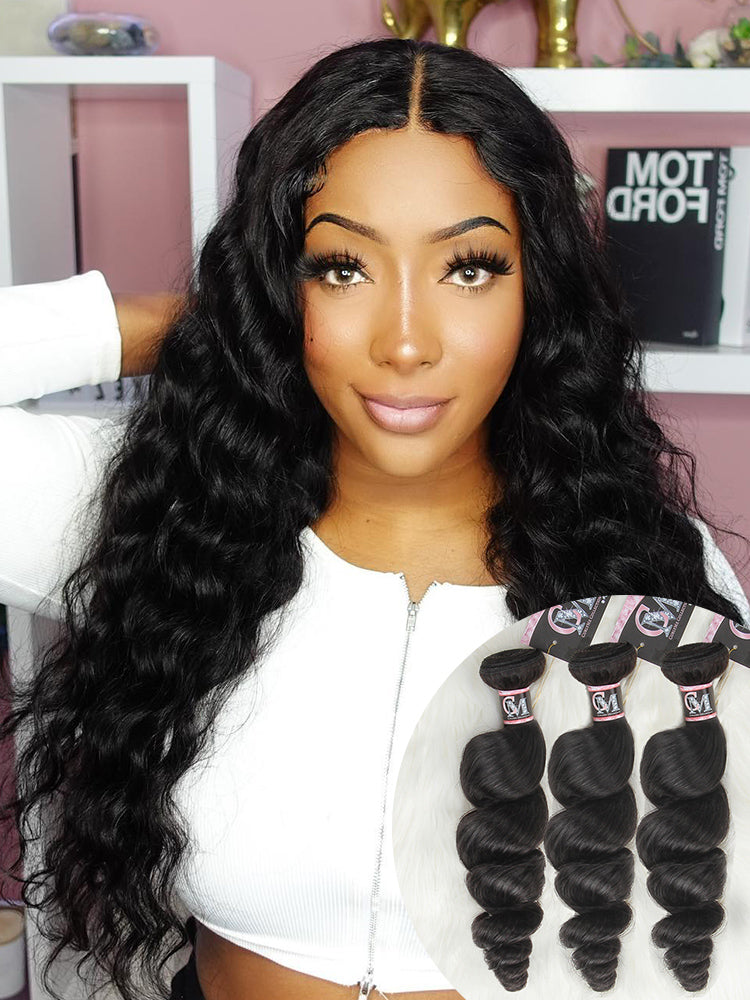 Loose Wave Bundles 1/3/4Pcs Natural Black Hair Extensions