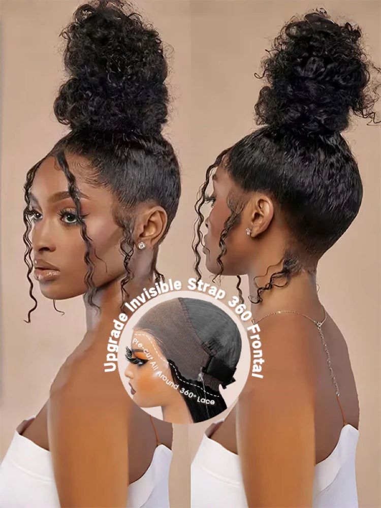 CurlyMe 360 Lace Wear Go Fit Wig Pre-Bleached Kinky Curly Human Hair Glueless Wig Pre-Plucked