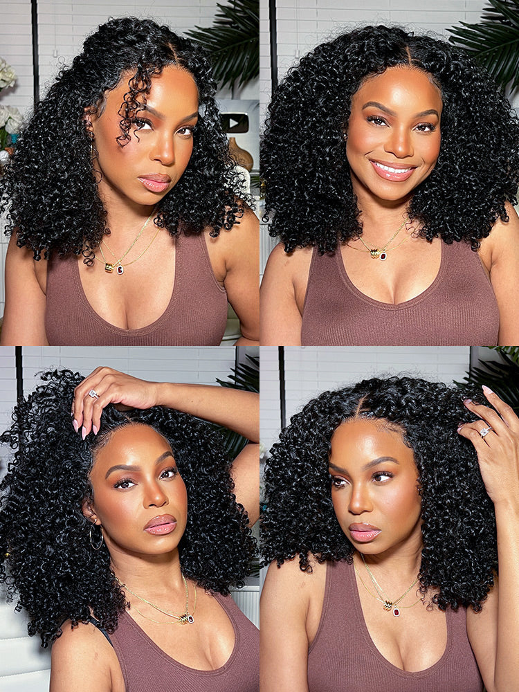 CurlyMe Pre-style Finger Coily 250% Thick Curls Wear Go Glueless Wig 6x4 Pre-cut HD Lace Wig Pre-plucked