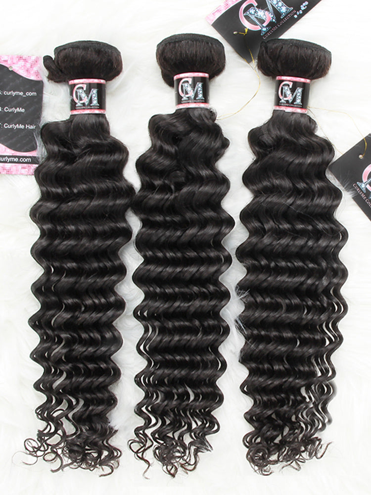 Deep Wave Hair Bundles Deal 1/3/4Pcs Natural Black Hair