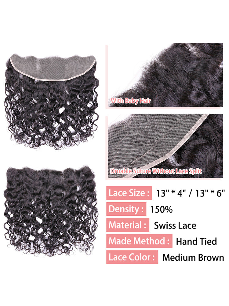 CurlyMe Natural Wave Virgin Human Hair 13x4 Lace Frontal Natural Black