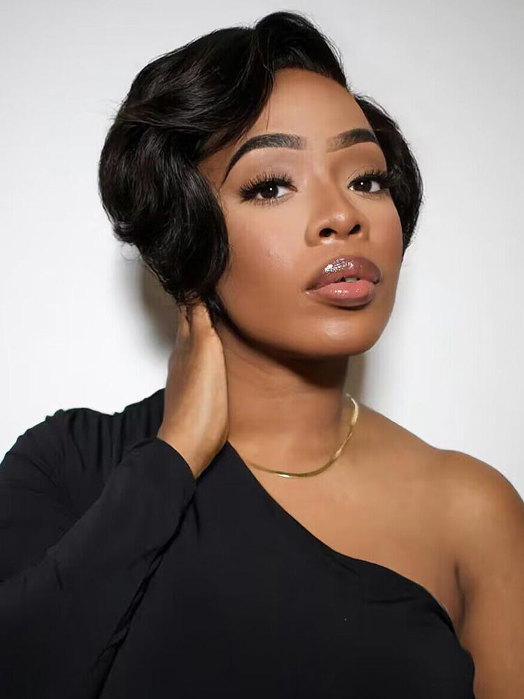 CurlyMe Summer Hairstyle Short Pixie Cut Wig Human Hair Lace Wigs